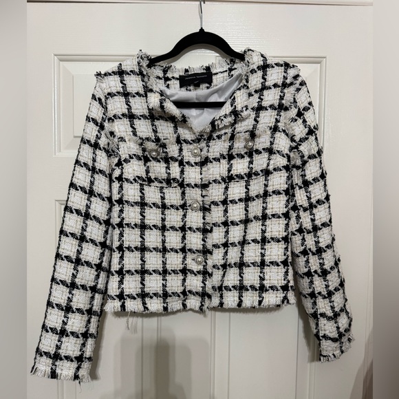 Jealous Tomato Jackets & Blazers - Jealous Tomato Sz SM Black, Creme, & White Plaid Blazer w/ Pearl Buttons